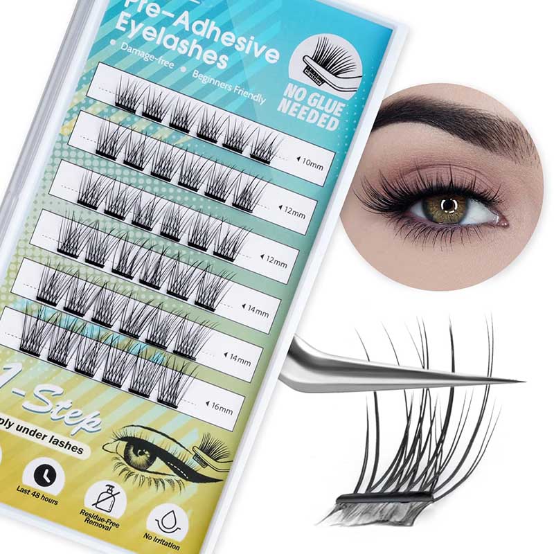 DIY Eyelashes एक्सटेन्सनको लागि कुनै गोंद पुन: प्रयोज्य टाँसने-आइलाशहरू छैनन्